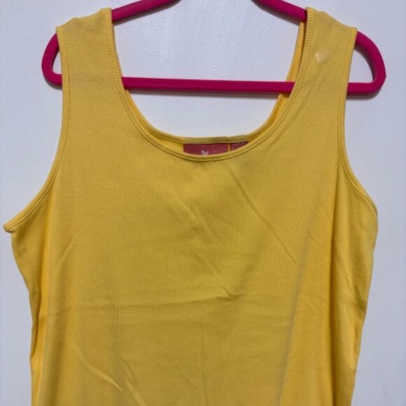 WOMAN WITHIN BRIGHT YELLOW RIBBED 100% COTTON TANK. SZ. 1X - Picture 1 of 3